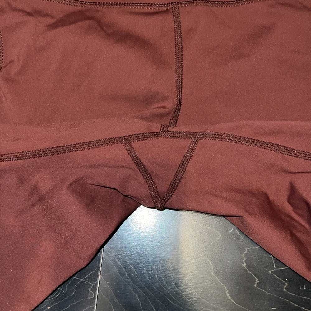 Oalka Women's Shorts Side Pockets High Waist Workout spandex Shorts Brown Large - Picture 7 of 11